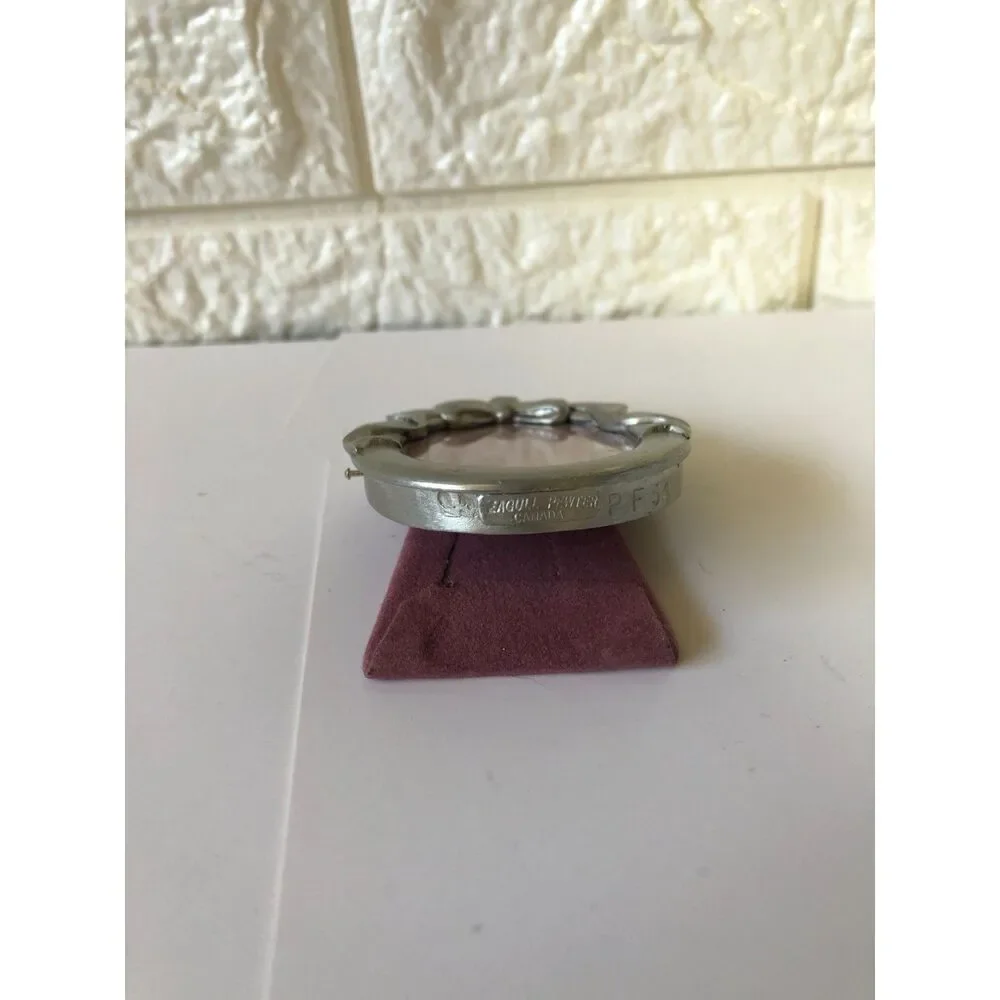 Vtg 90s Seagull Pewter Miniature Picture Frame Ribbon Bow Oval Canada PF54 2